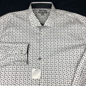 PAULO SOLARI Dress Shirt Mens 3XL White w/ Playing Card Graphics Modern Fit NWT!